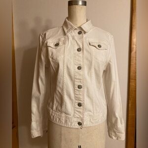 GAP Optic White Denim Trucker Jacket Monogram Coastal Cowgirl Western Rodeo